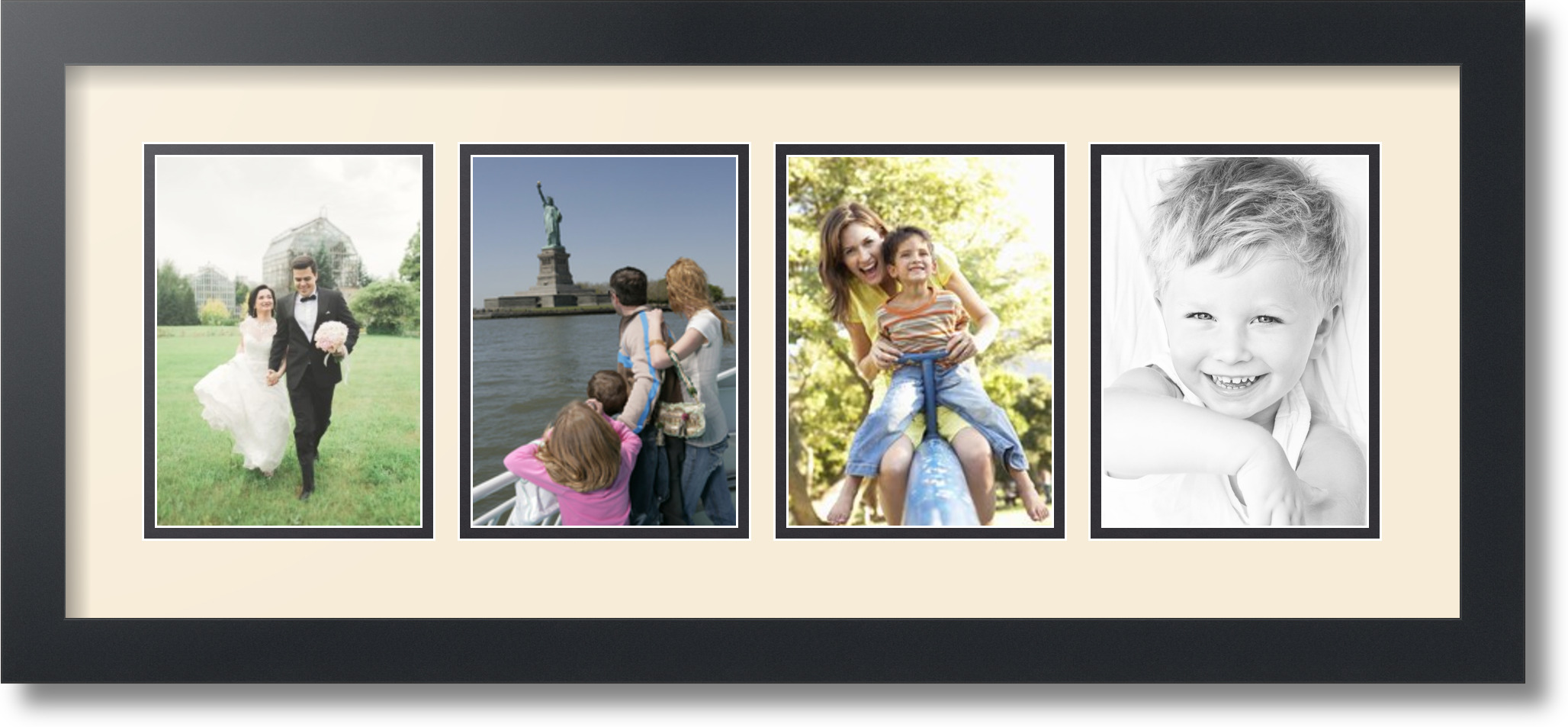 Details About Arttoframes Collage Mat Picture Photo Frame 4 5x7 Openings In Satin Black 15