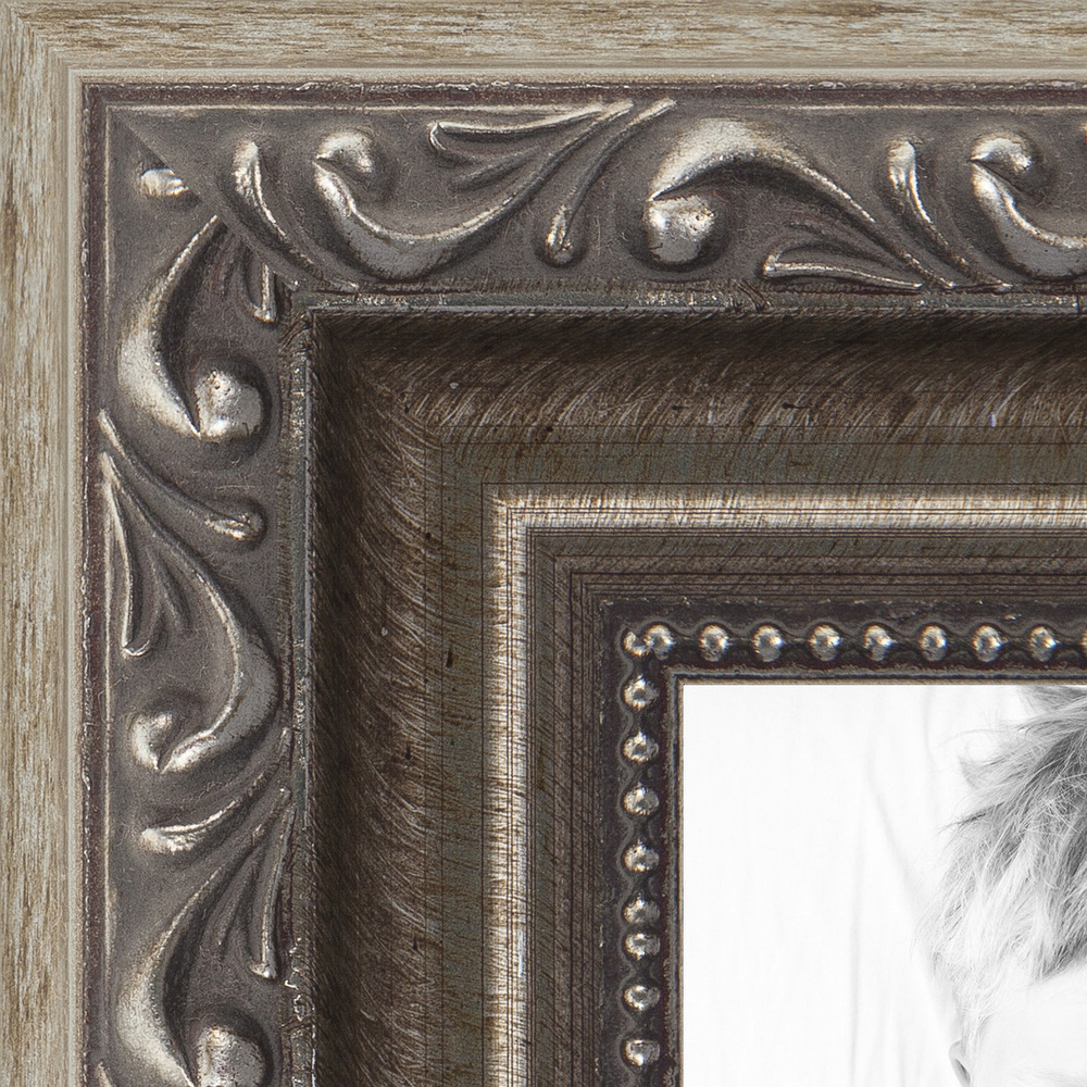 ArtToFrames Picture Frame Custom 1.25/" Silver w Gold Accent Wood 4565 Small