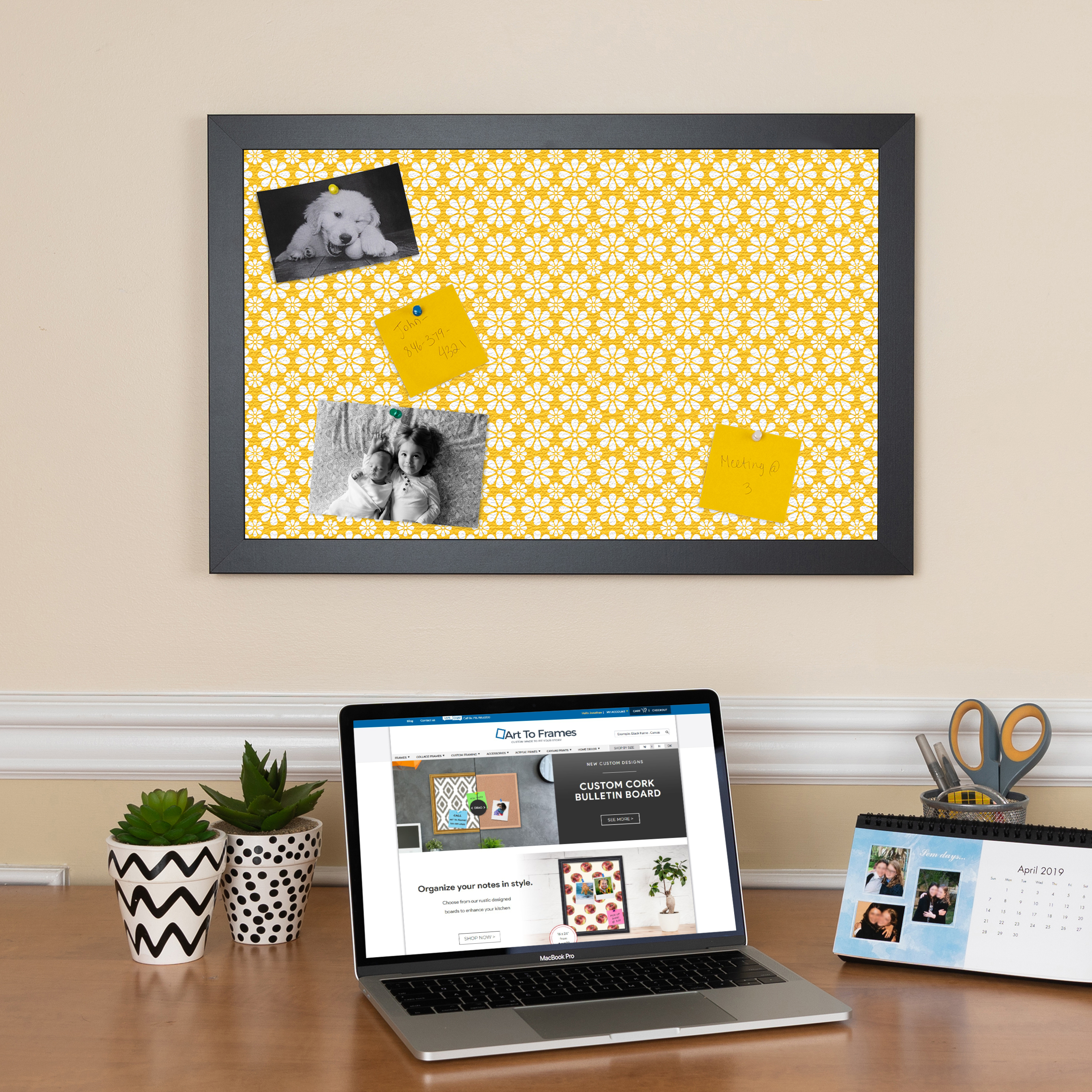 ArtToFrames Custom Cork Bulletin Board Floral Framed in Satin Black - Picture 9 of 48