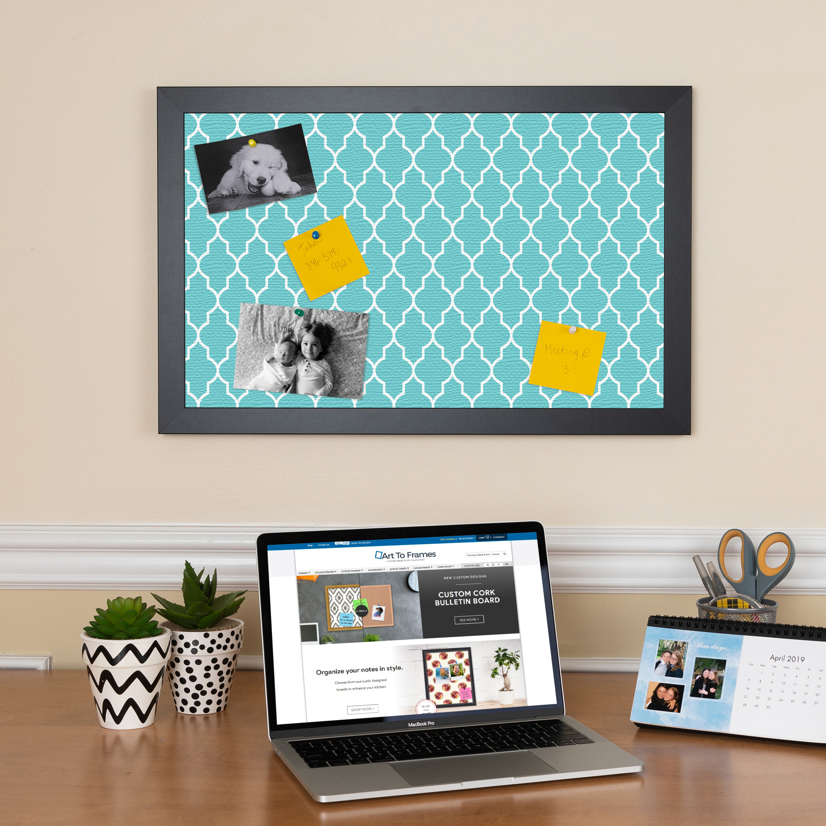 ArtToFrames Custom Cork Bulletin Board Quatrefoil Framed in Satin Black - Picture 8 of 91
