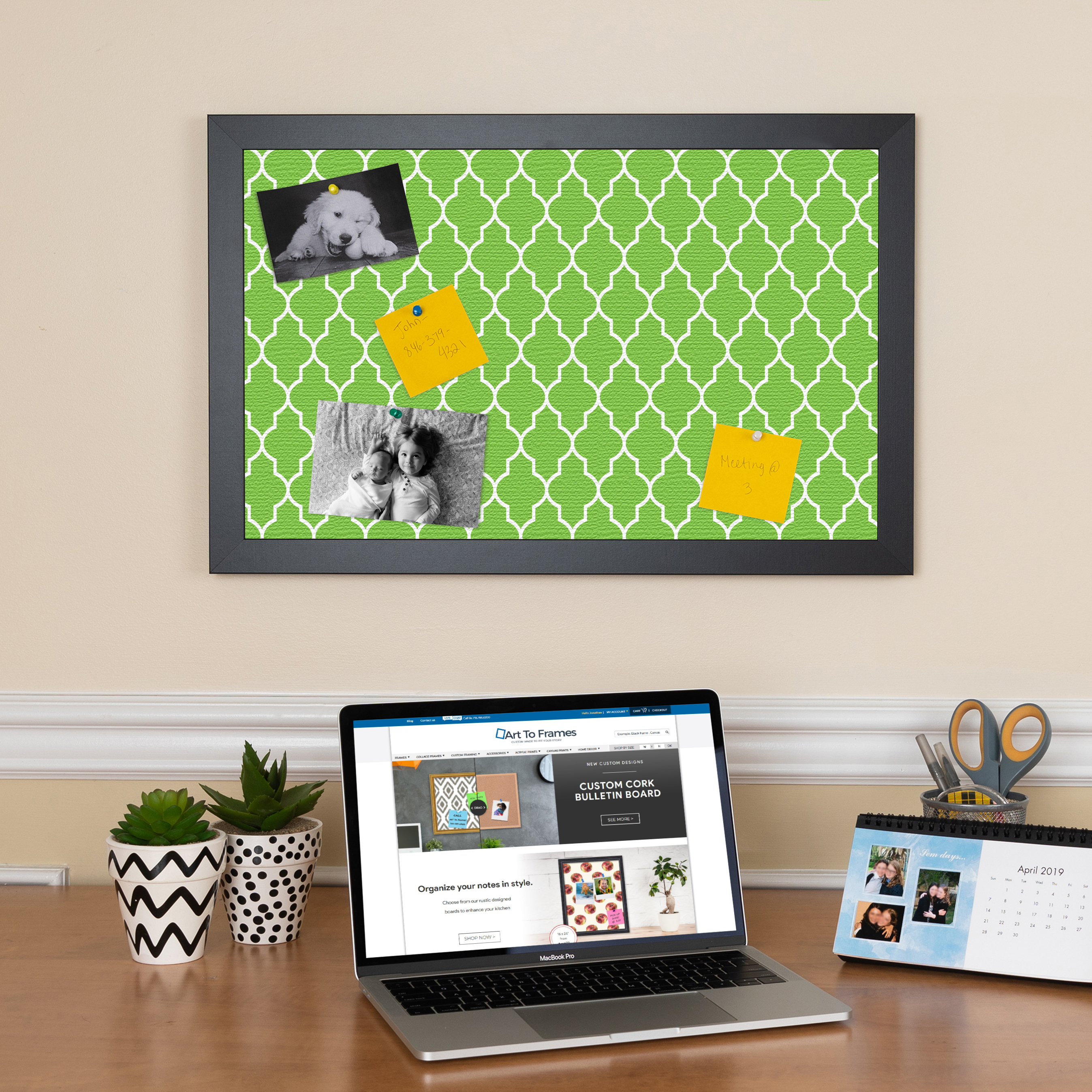 ArtToFrames Custom Cork Bulletin Board Quatrefoil Framed in Satin Black - Picture 21 of 91