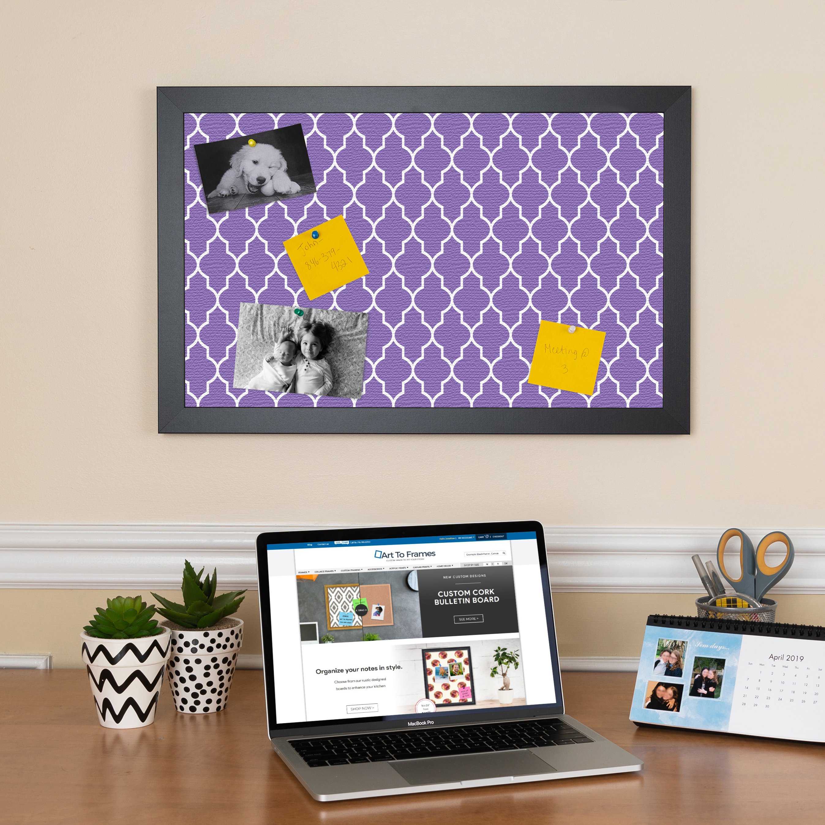 ArtToFrames Custom Cork Bulletin Board Quatrefoil Framed in Satin Black - Picture 26 of 91