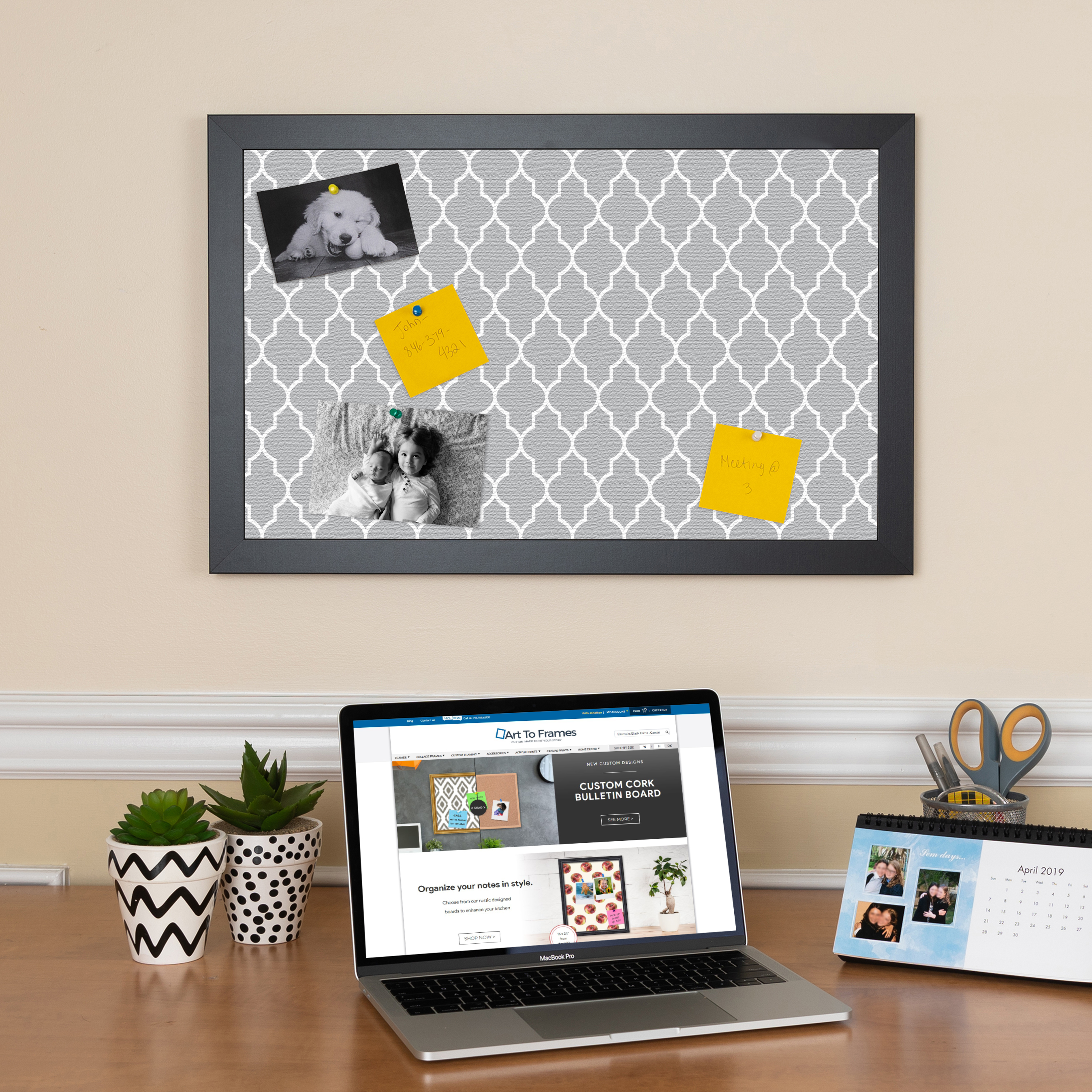 ArtToFrames Custom Cork Bulletin Board Quatrefoil Framed in Satin Black - Picture 39 of 91