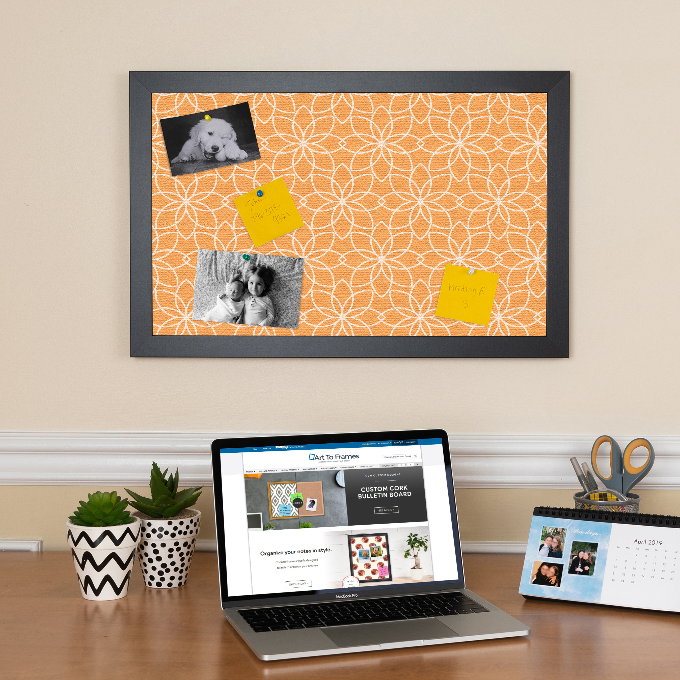 ArtToFrames Custom Cork Bulletin Board Floral Framed in Satin Black - Picture 28 of 48