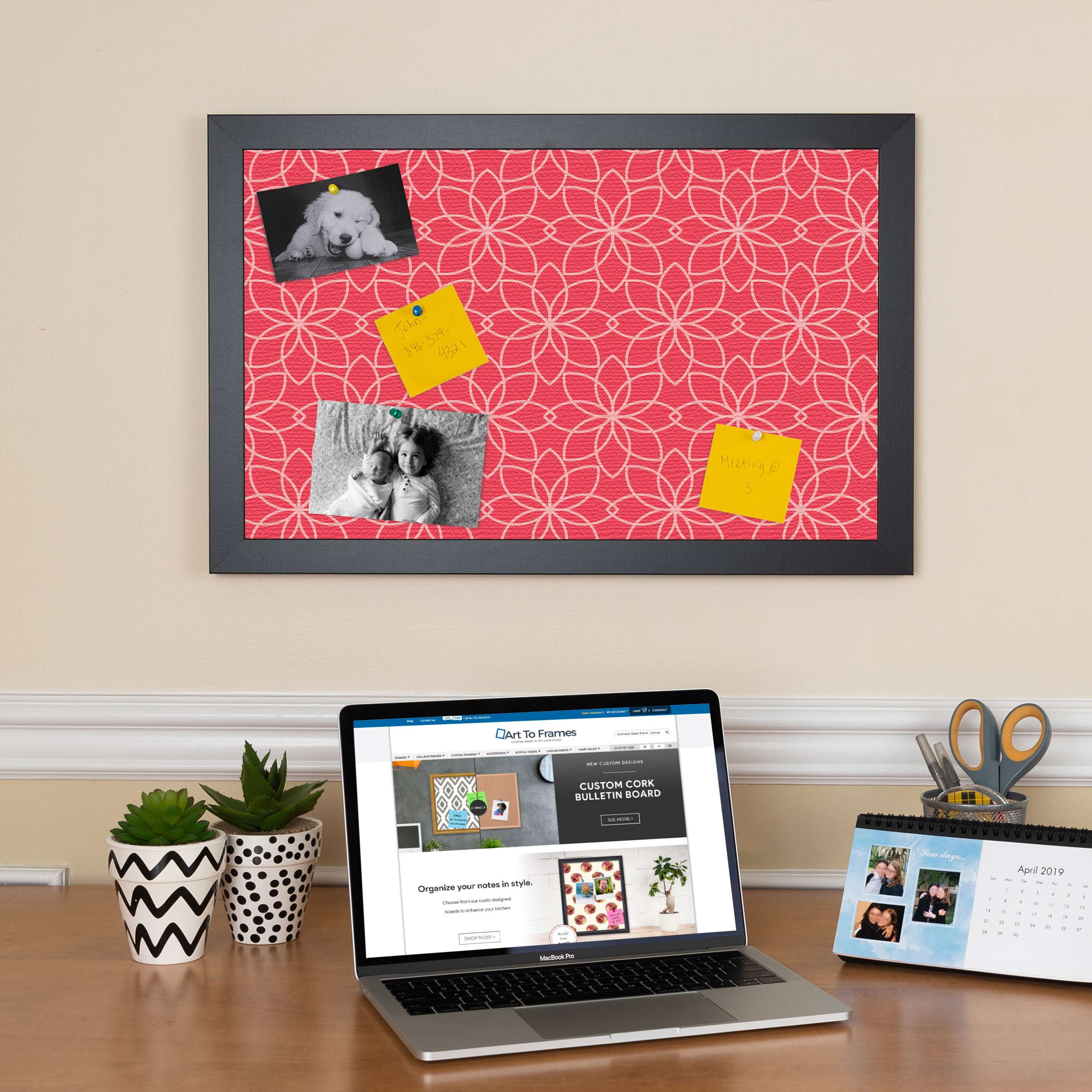 ArtToFrames Custom Cork Bulletin Board Floral Framed in Satin Black - Picture 47 of 48