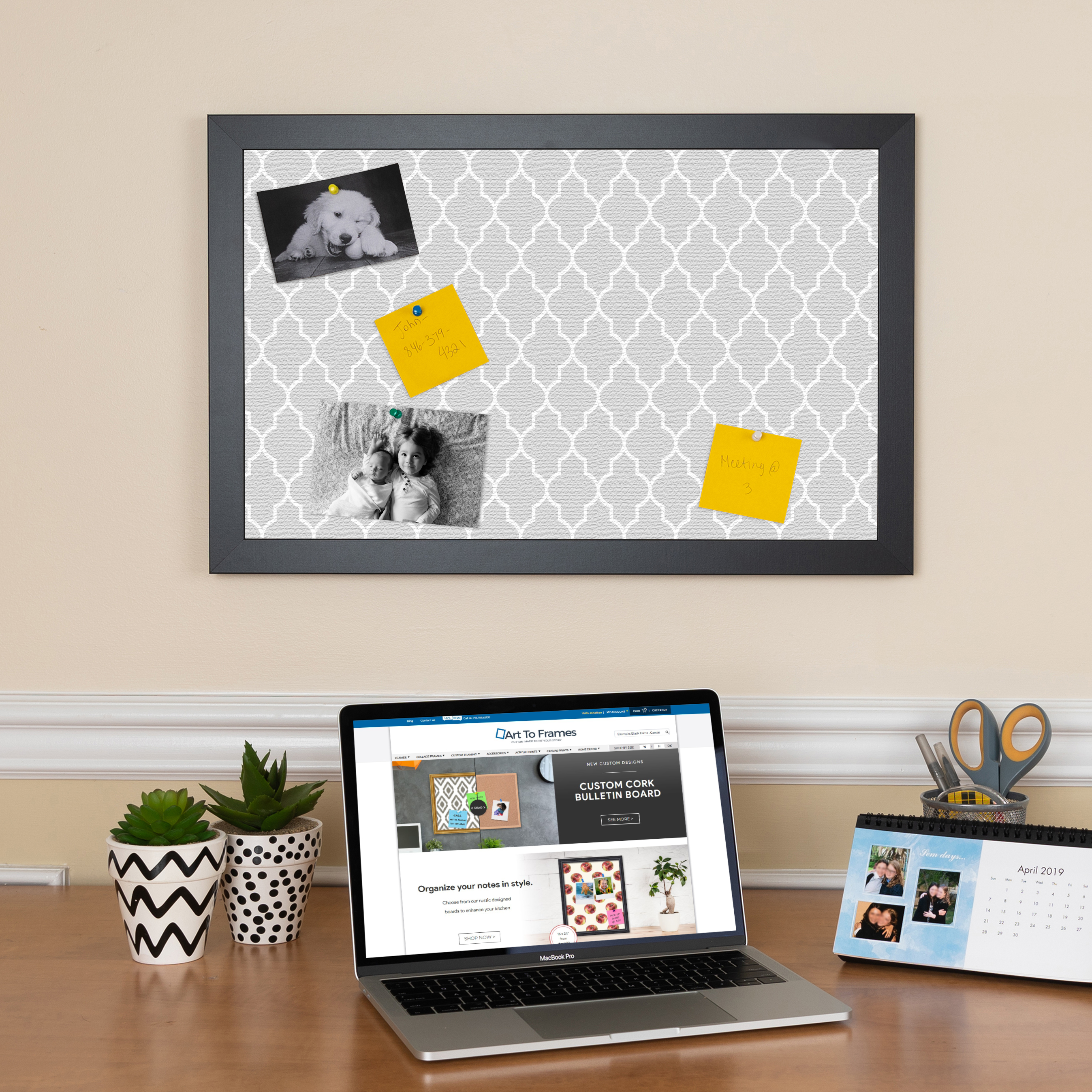 ArtToFrames Custom Cork Bulletin Board Quatrefoil Framed in Satin Black - Picture 75 of 91
