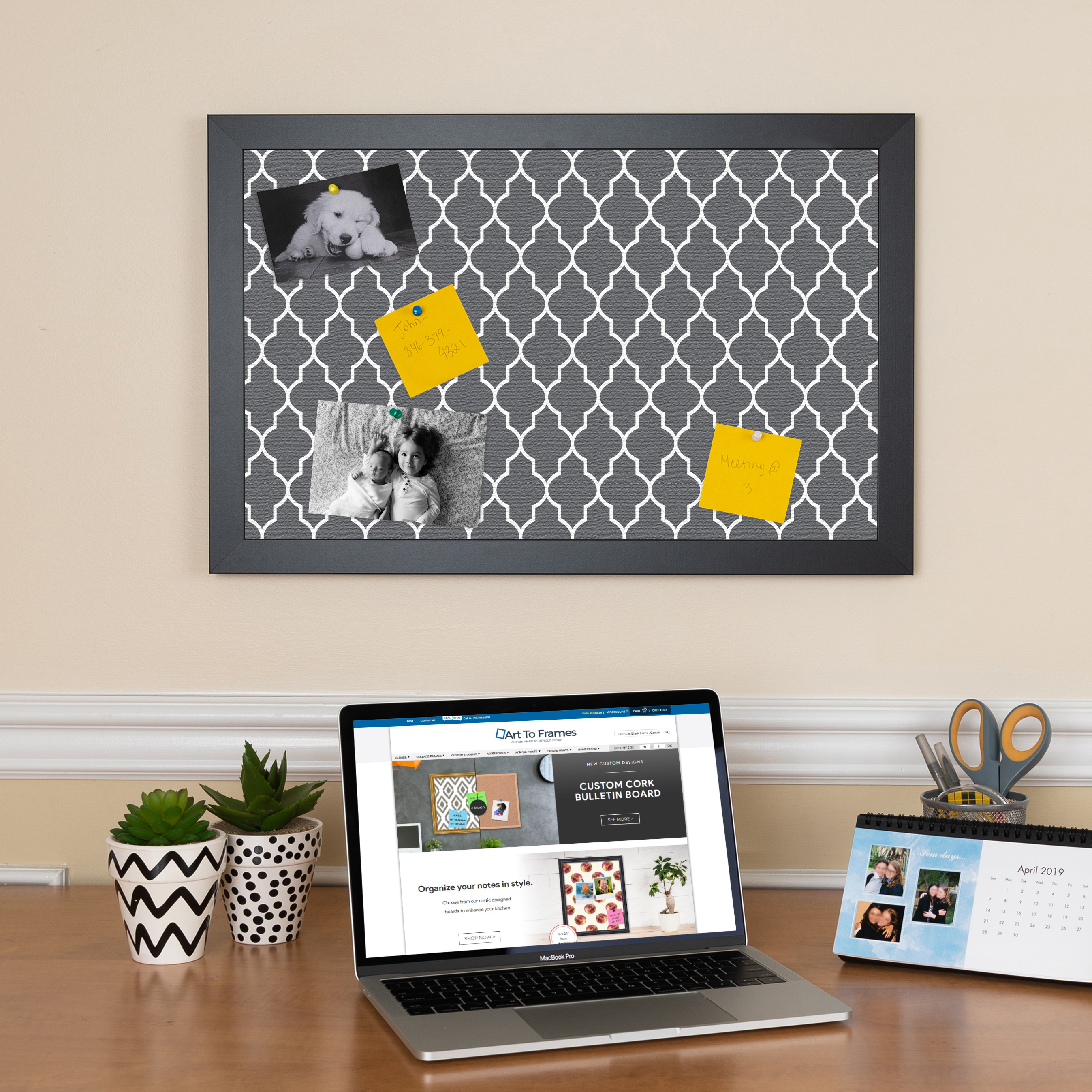 ArtToFrames Custom Cork Bulletin Board Quatrefoil Framed in Satin Black - Picture 78 of 91