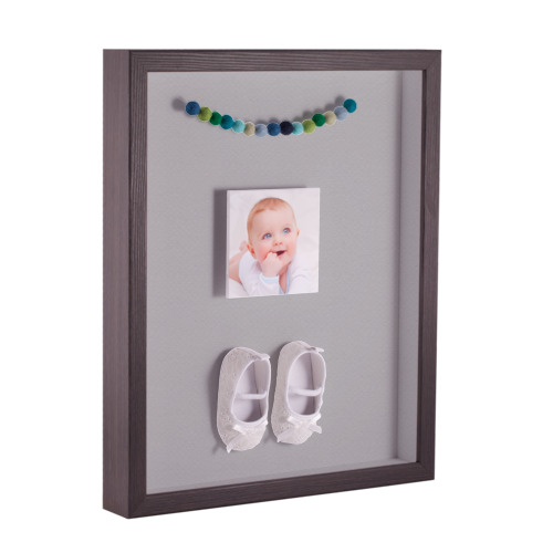 20x30 Melinga Oak Gray Shadow Box Picture Frame with TV Grey Mat Backing for Personal Mementos Memorabilia or Souvenirs