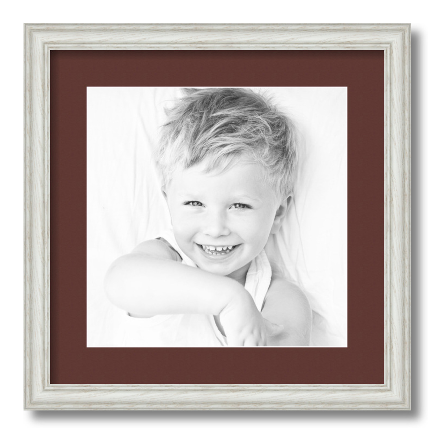 ArtToFrames Matted 16x16 White Picture Frame with 2" Mat, 12x12 Opening 4098