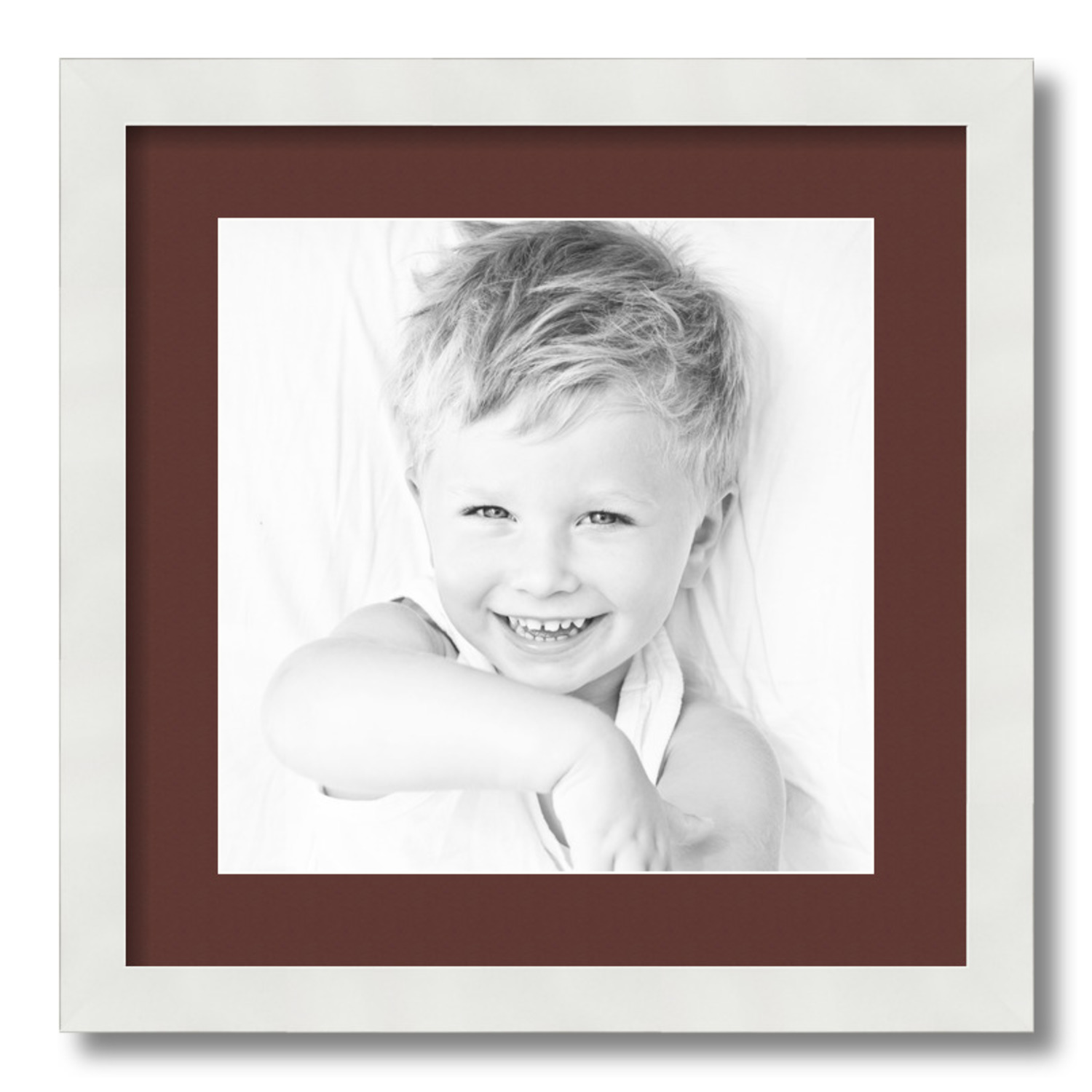 ArtToFrames Matted 16x16 White Picture Frame with 2" Mat, 12x12 Opening 3966