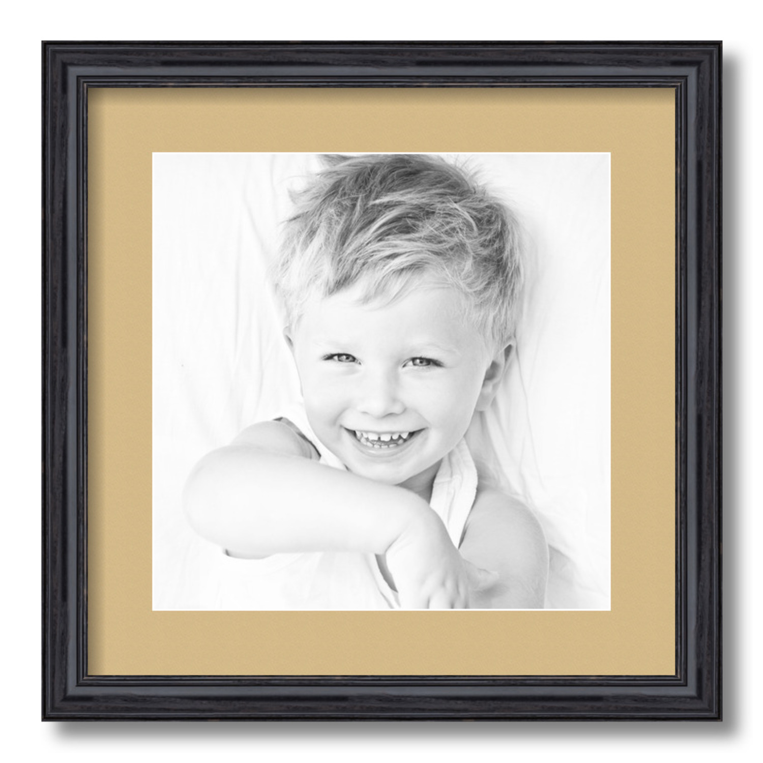 ArtToFrames Matted 16x16 Black Picture Frame with 2" Mat, 12x12 Opening 4083