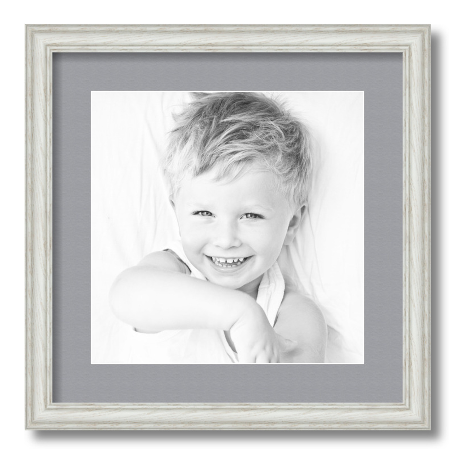 ArtToFrames Matted 16x16 White Picture Frame with 2" Mat, 12x12 Opening 4098