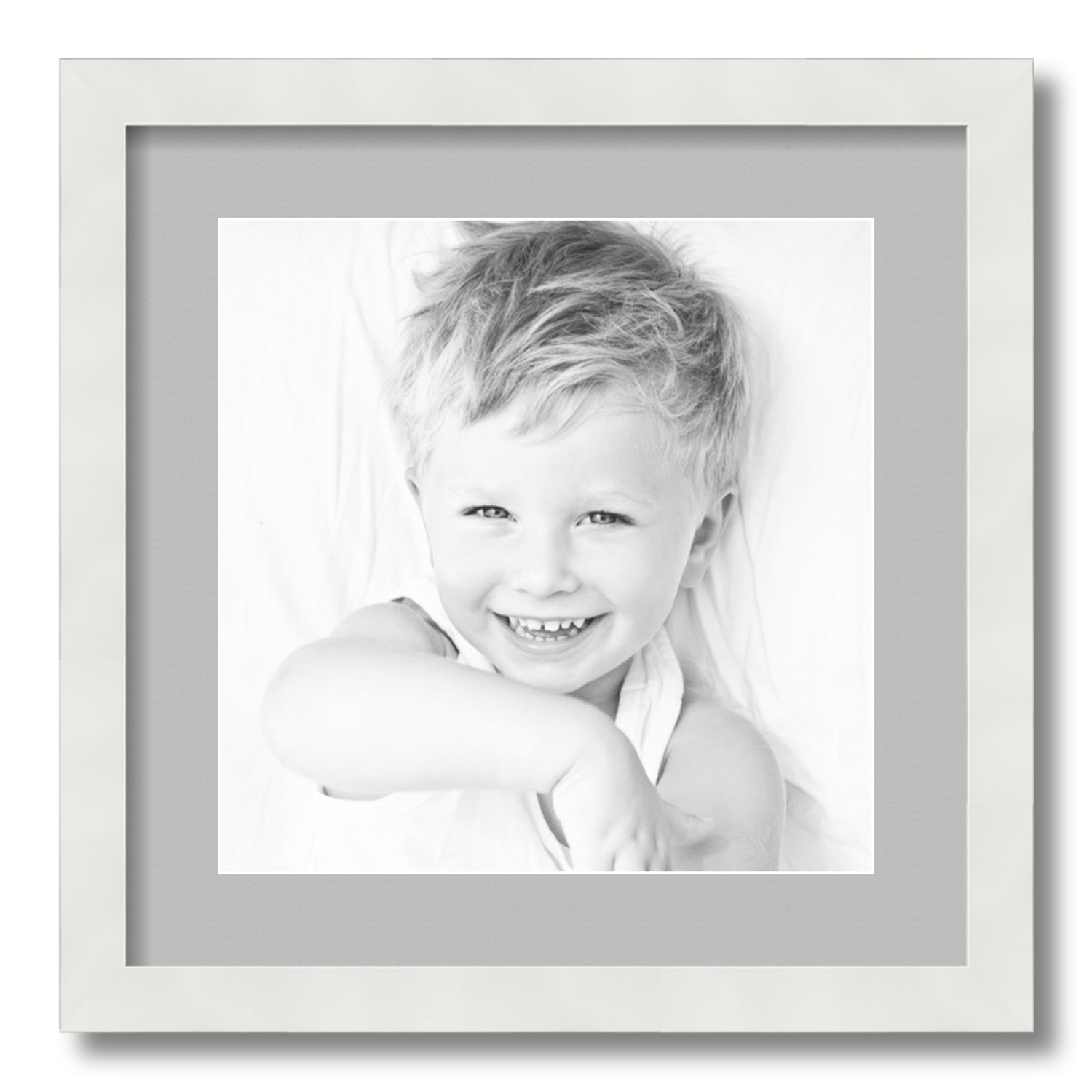 ArtToFrames Matted 16x16 White Picture Frame with 2" Mat, 12x12 Opening 3966