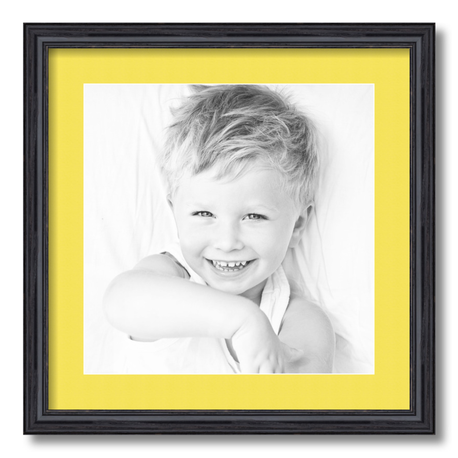 ArtToFrames Matted 18x18 Black Picture Frame with 2" Mat, 14x14 Opening 4083