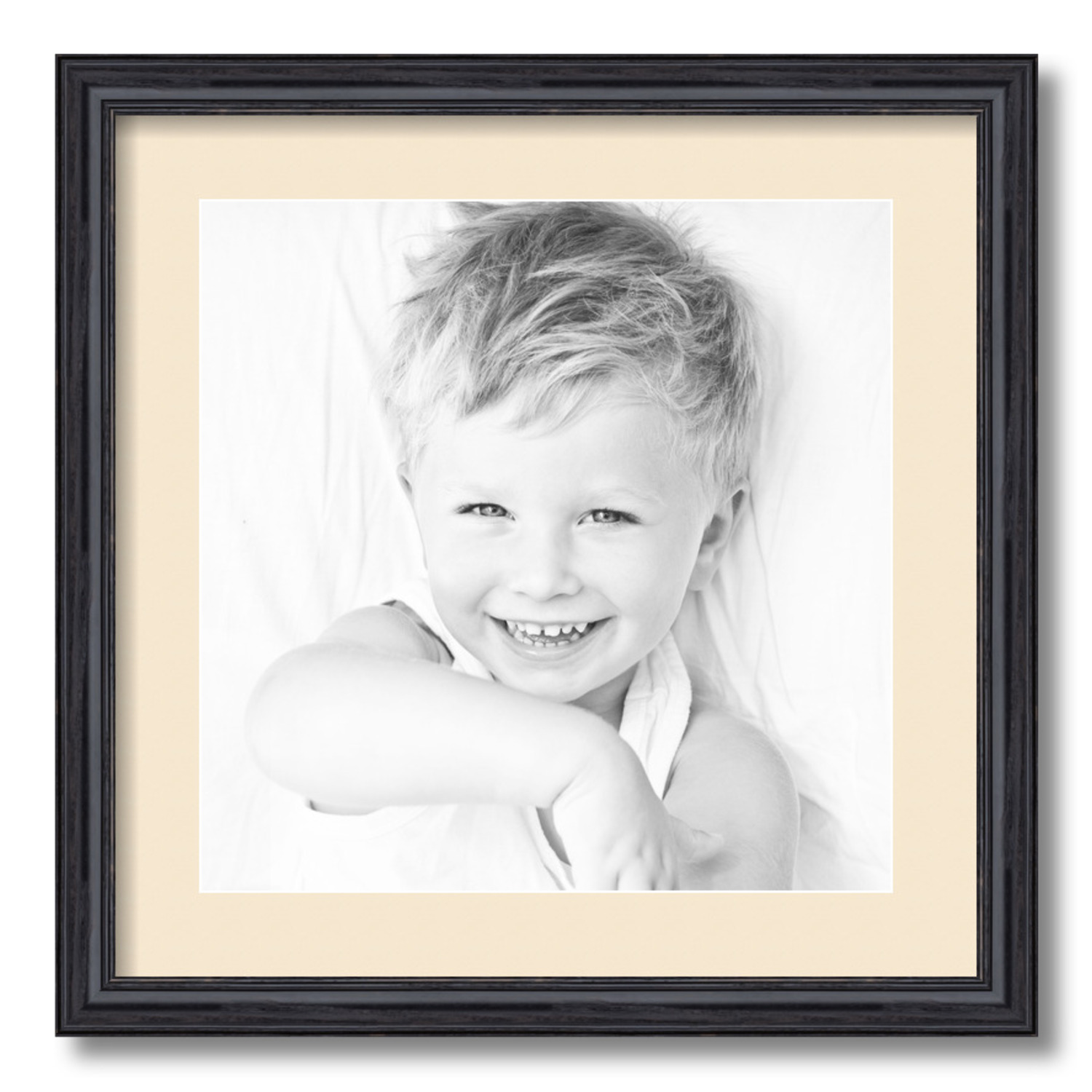 ArtToFrames Matted 18x18 Black Picture Frame with 2" Mat, 14x14 Opening 4083