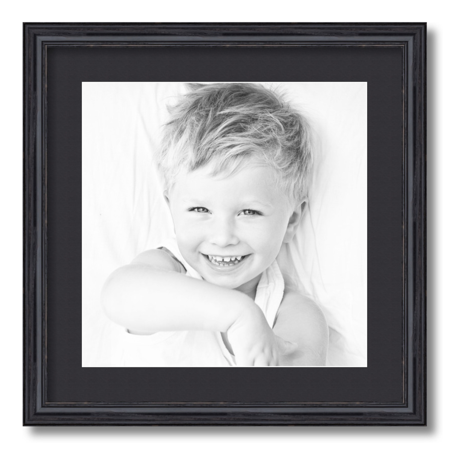 ArtToFrames Matted 18x18 Black Picture Frame with 2" Mat, 14x14 Opening 4083