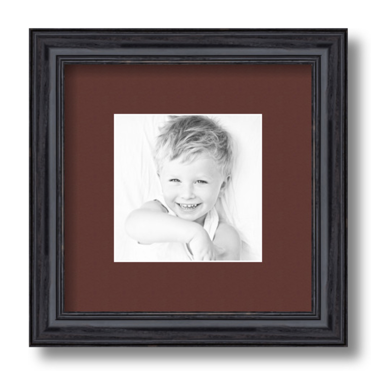 ArtToFrames Matted 9x9 Black Picture Frame with 2" Mat, 5x5 Opening 4083