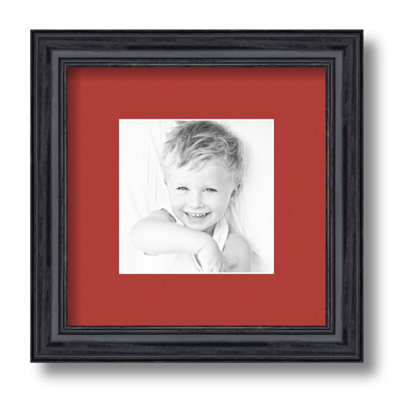 ArtToFrames Matted 9x9 Black Picture Frame with 2" Mat, 5x5 Opening 4083