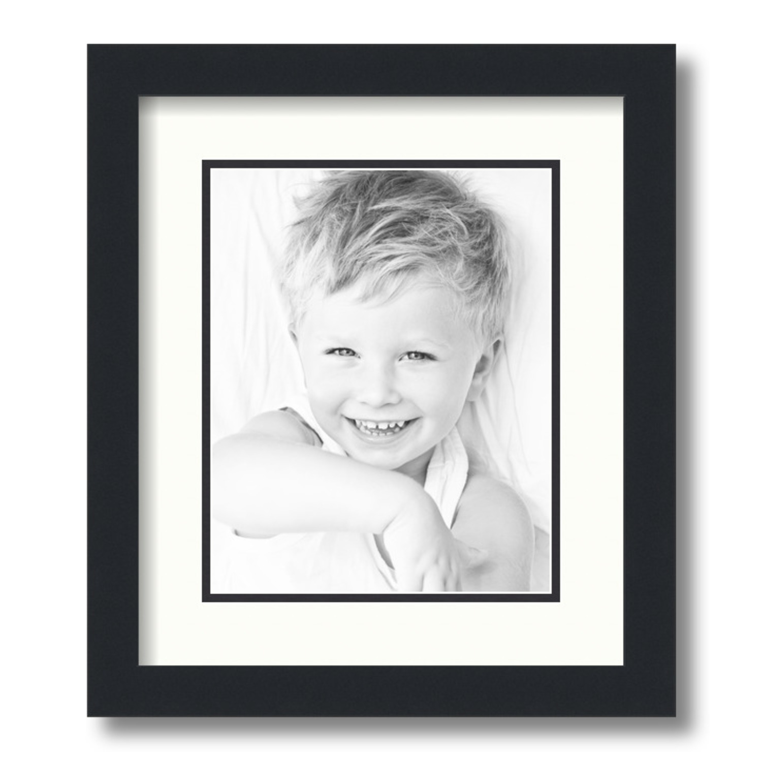 ArtToFrames 12x14 Matted Picture Frame with 8x10 Inch Double Mat Opening Framed in 1.25 Satin Black and 2 Porcelain and Black Mats