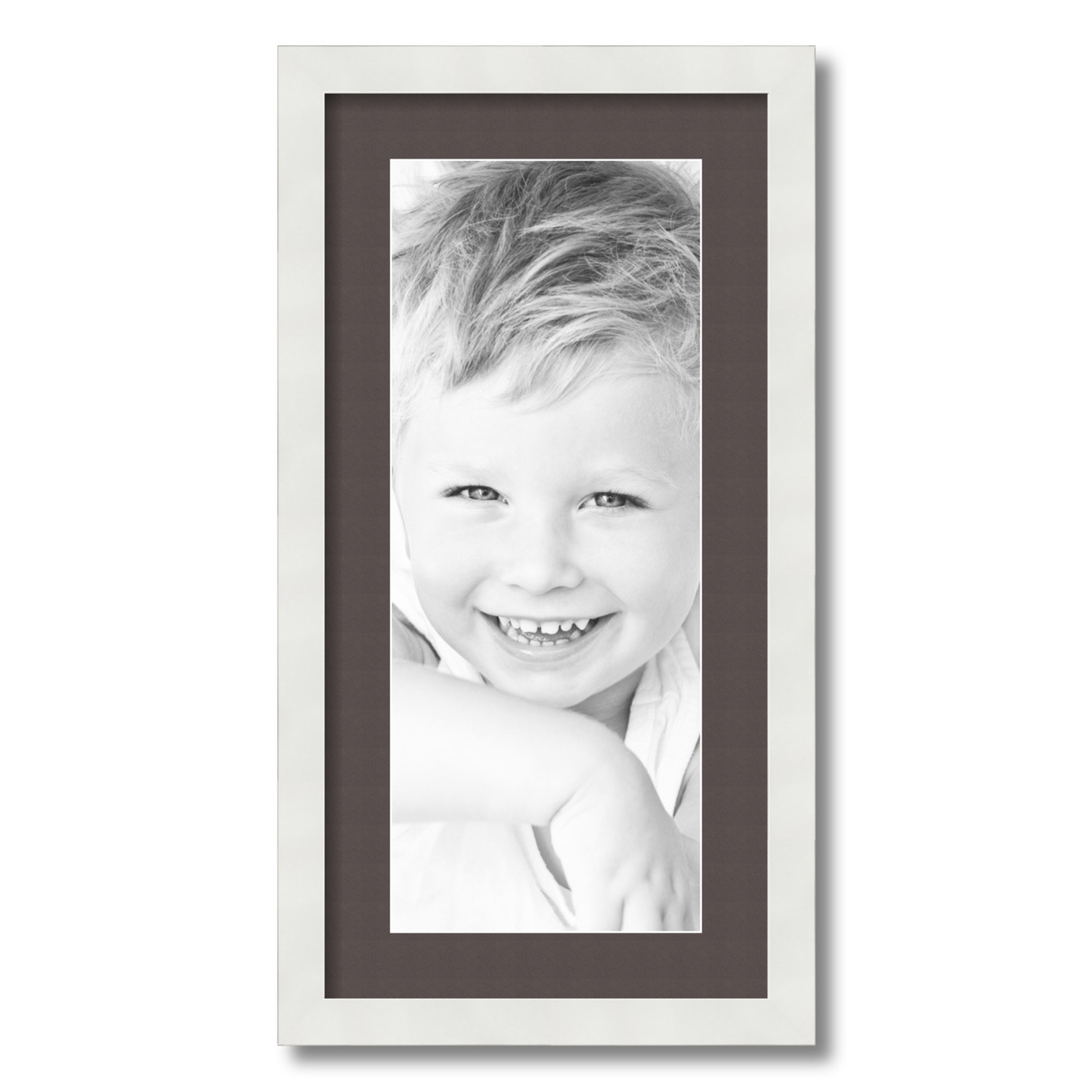 ArtToFrames Matted 12x24 White Picture Frame with 2" Mat, 8x20 Opening 3966