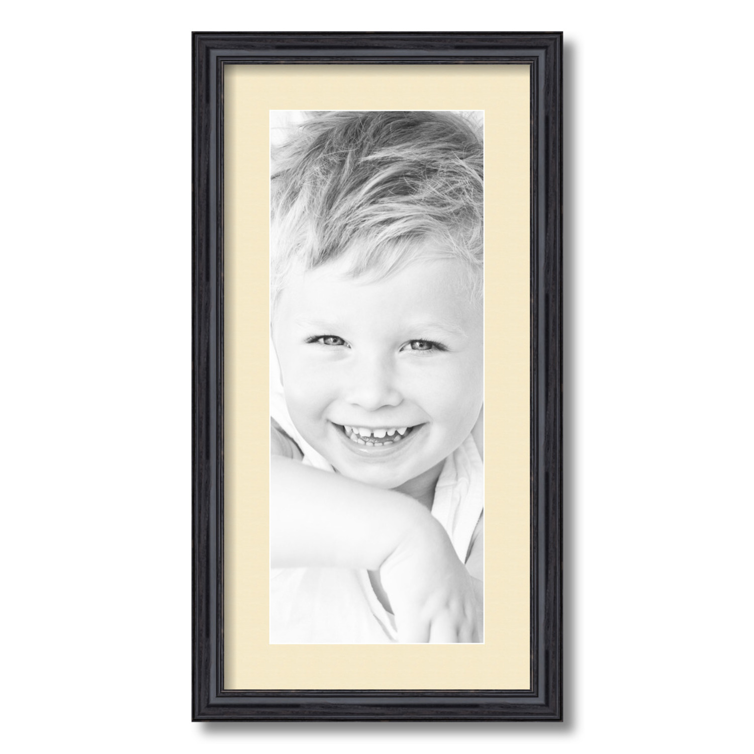 ArtToFrames Matted 12x24 Black Picture Frame with 2" Mat, 8x20 Opening 4083