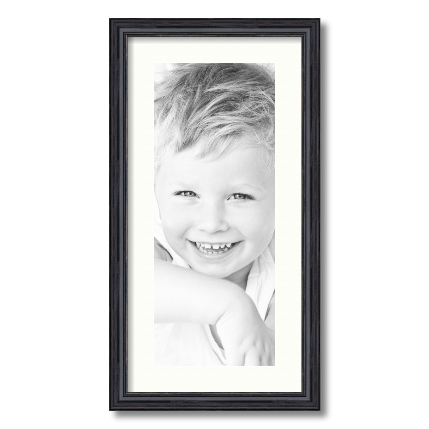 ArtToFrames Matted 12x24 Black Picture Frame with 2" Mat, 8x20 Opening 4083