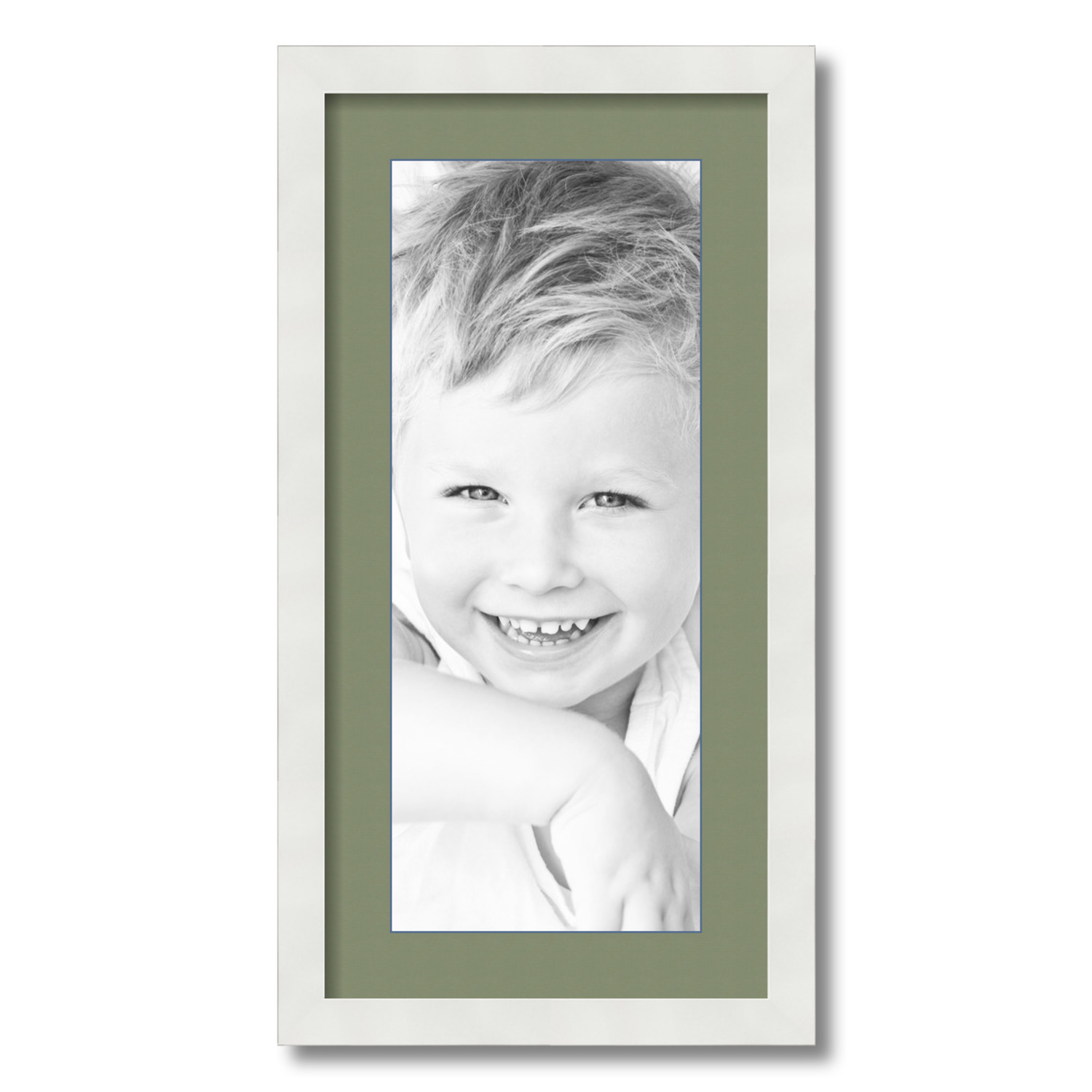 ArtToFrames Matted 12x24 White Picture Frame with 2" Mat, 8x20 Opening 3966