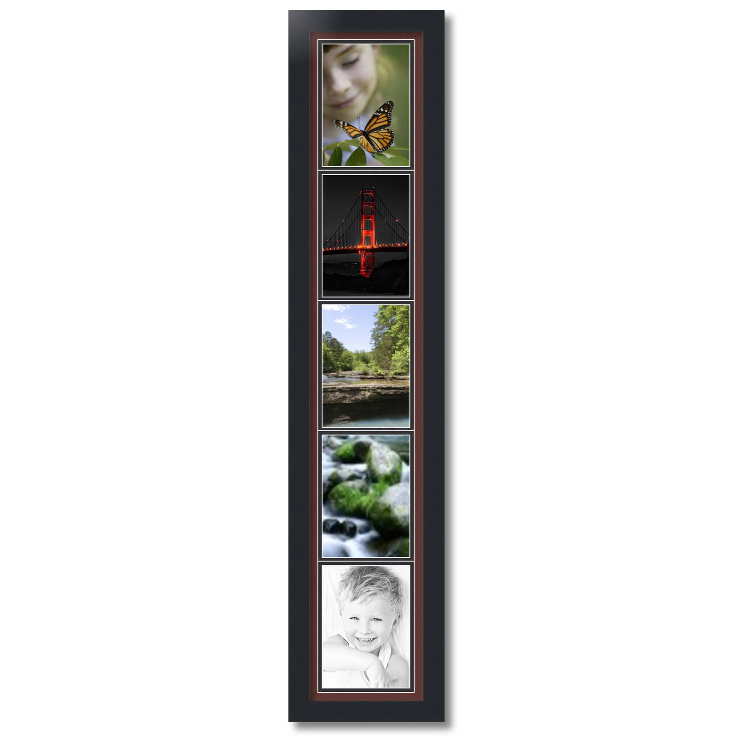 Collage Picture Frame, Black Frame with 5 for photos with Red. -.